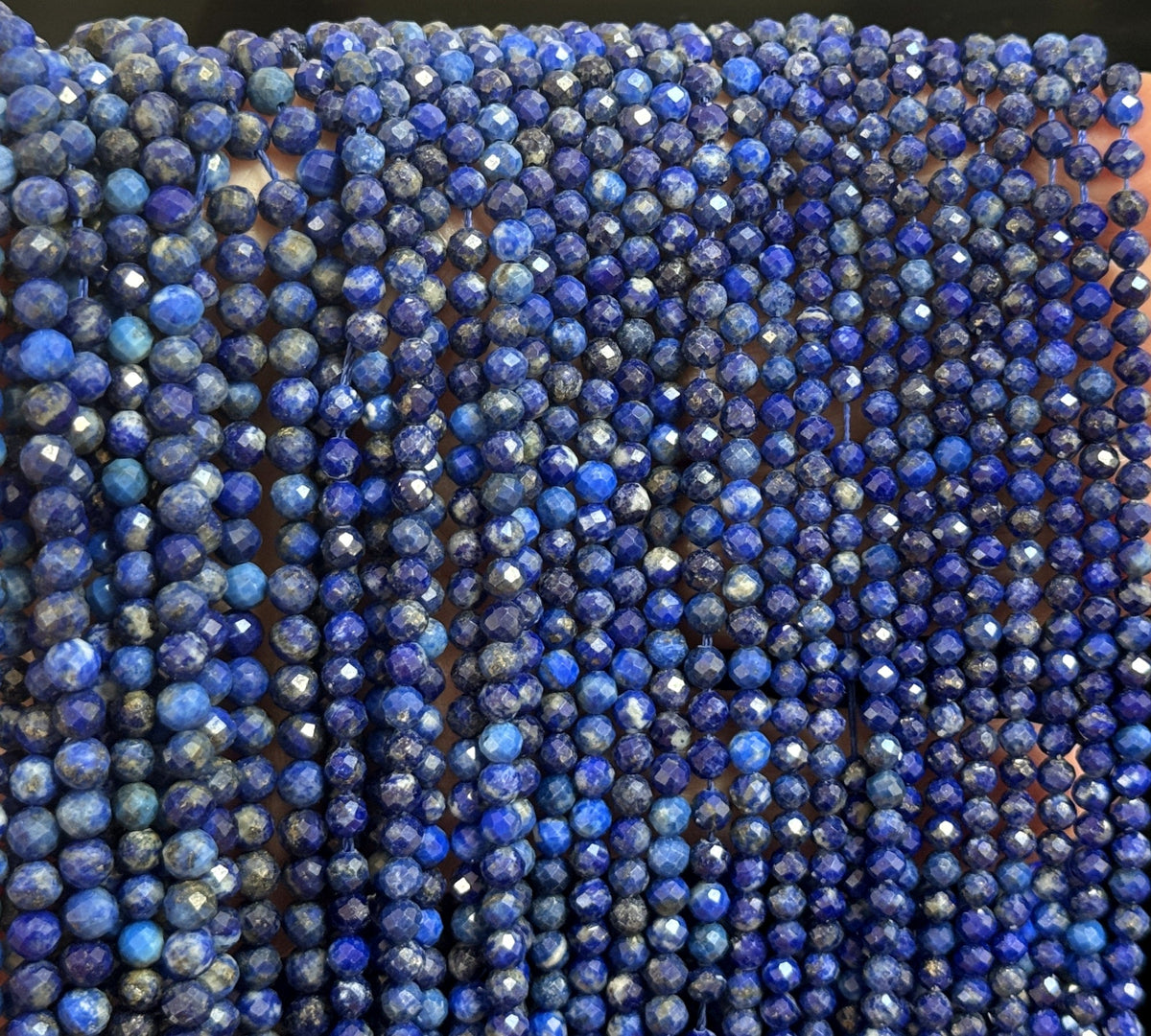 Lapis Lazuli 3mm 4mm faceted round natural gemstone beads 15.5" strand - Oz Beads 