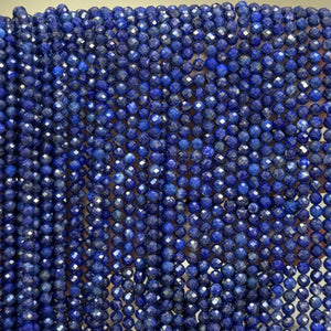 Lapis Lazuli 3mm 4mm faceted round natural gemstone beads 15.5" strand - Oz Beads 