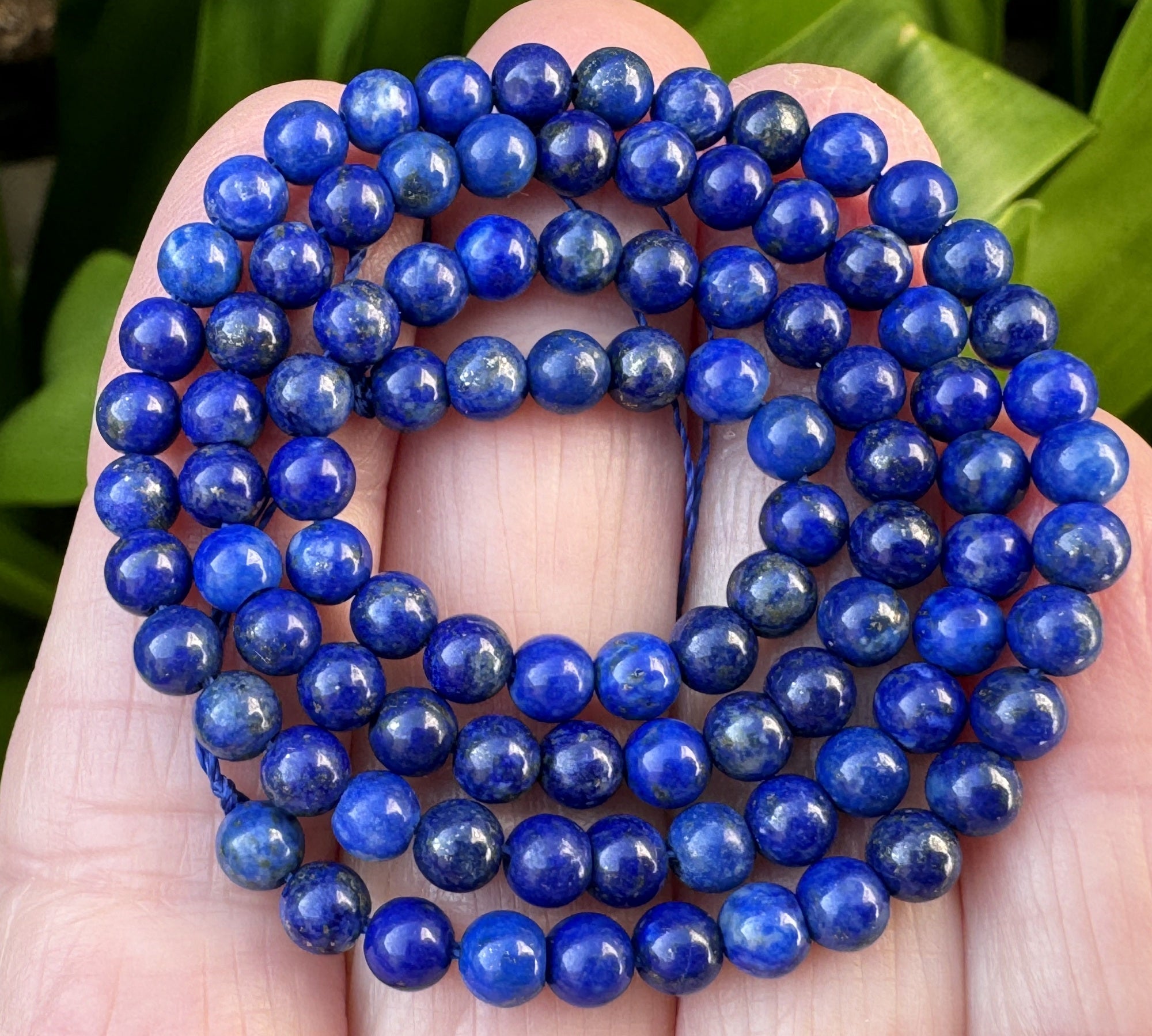 Lapis Lazuli 4mm round natural gemstone beads 16" strand - Oz Beads 