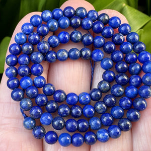 Lapis Lazuli 4mm round natural gemstone beads 16" strand - Oz Beads 