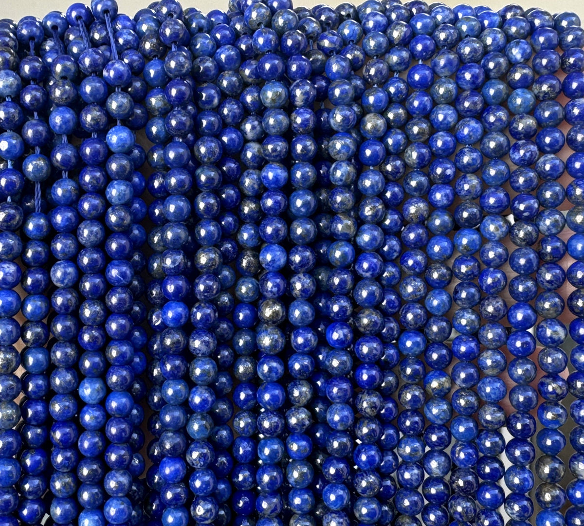Lapis Lazuli 4mm round natural gemstone beads 16" strand - Oz Beads 