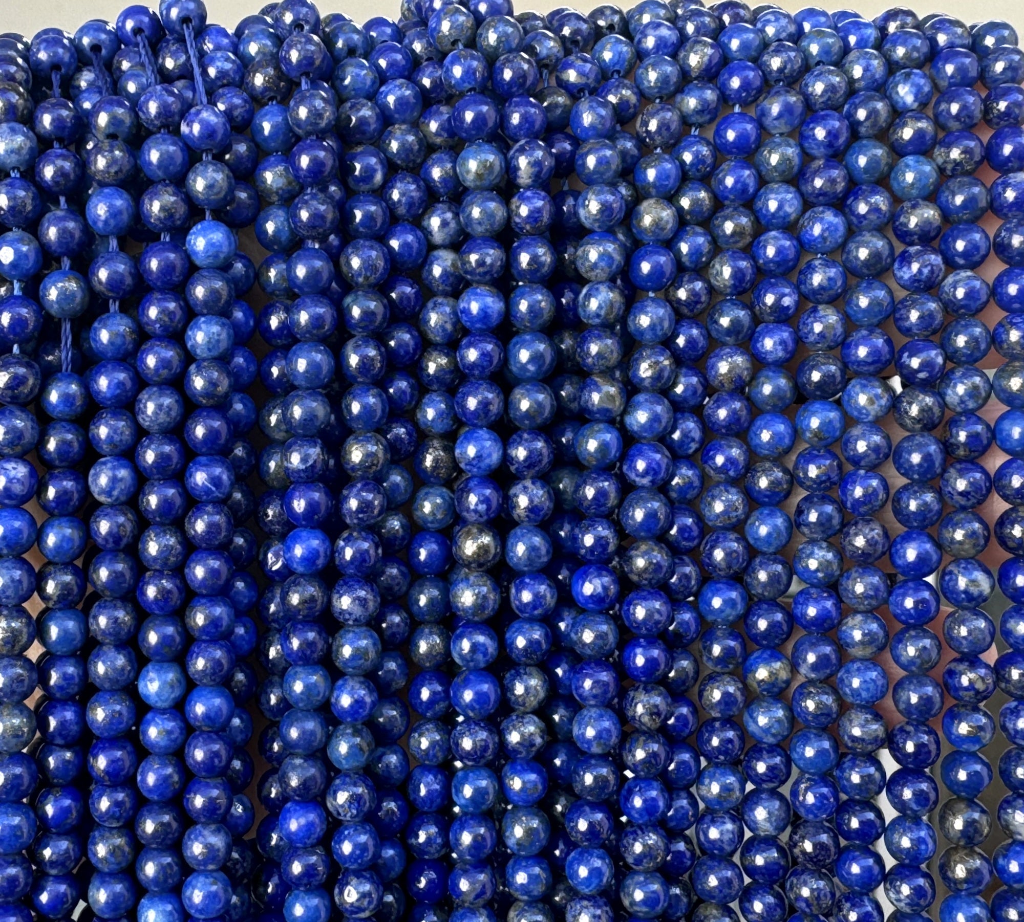 Lapis Lazuli 4mm round natural gemstone beads 16" strand - Oz Beads 