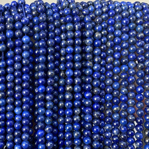 Lapis Lazuli 4mm round natural gemstone beads 16" strand - Oz Beads 