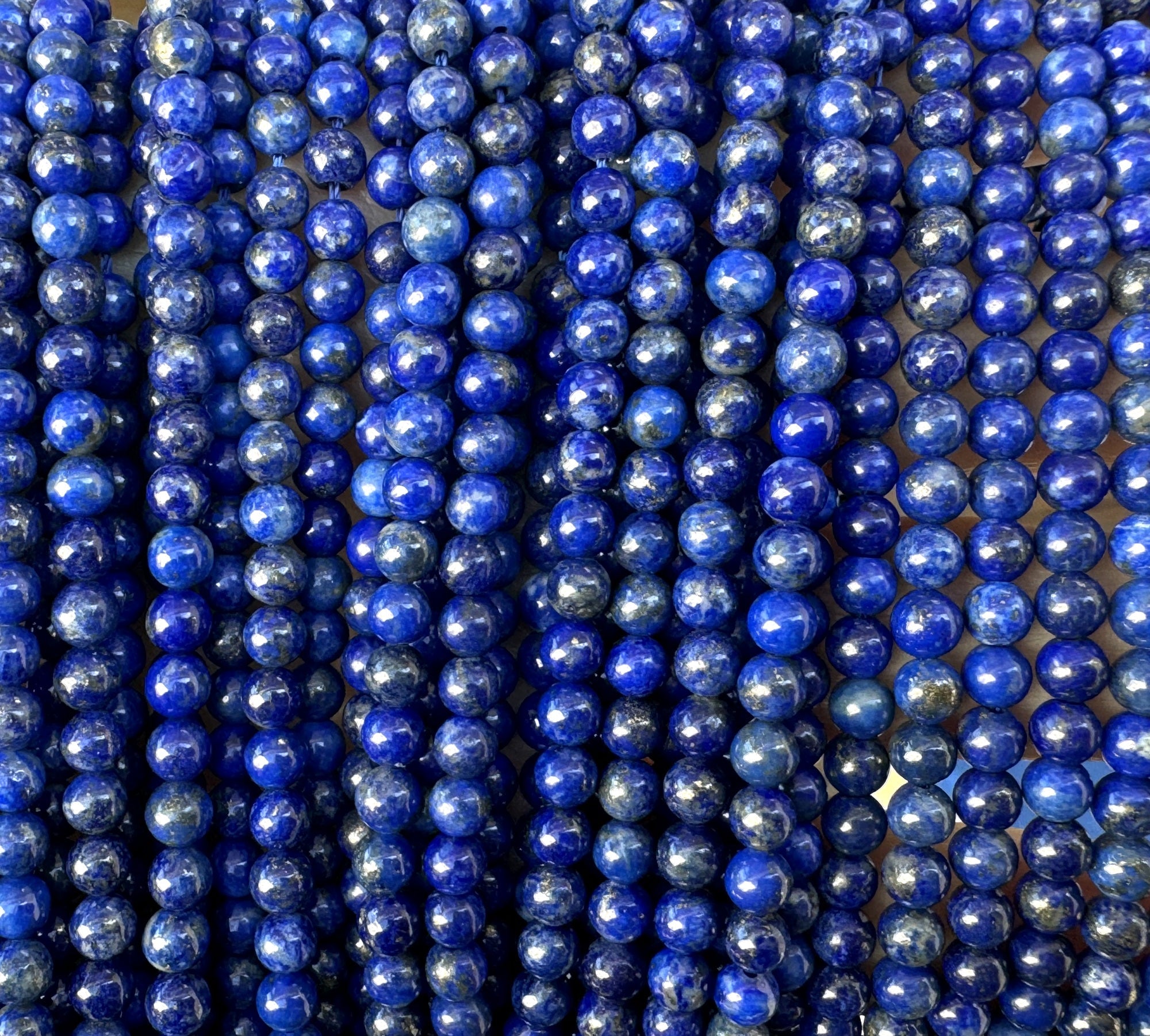 Lapis Lazuli 4mm round natural gemstone beads 16" strand - Oz Beads 