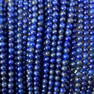 Lapis Lazuli 4mm round natural gemstone beads 16" strand - Oz Beads 