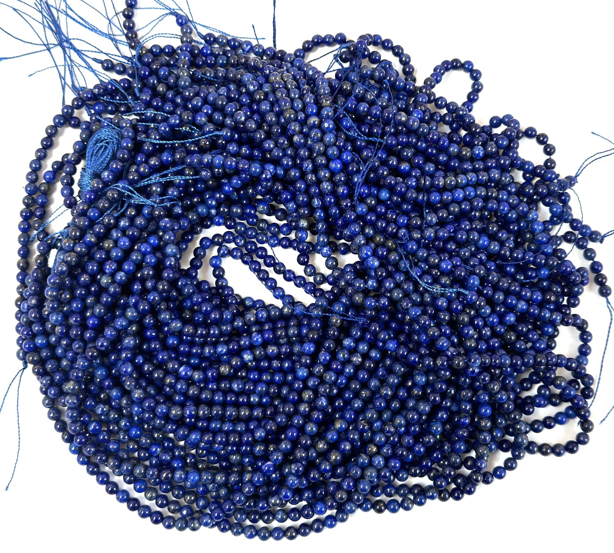 Lapis Lazuli 4mm round natural gemstone beads 16" strand - Oz Beads 