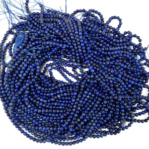 Lapis Lazuli 4mm round natural gemstone beads 16" strand - Oz Beads 