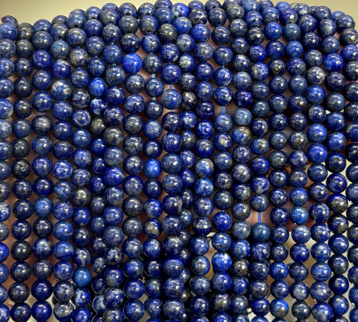 Lapis Lazuli 6mm round natural gemstone beads 15" strand - Oz Beads 