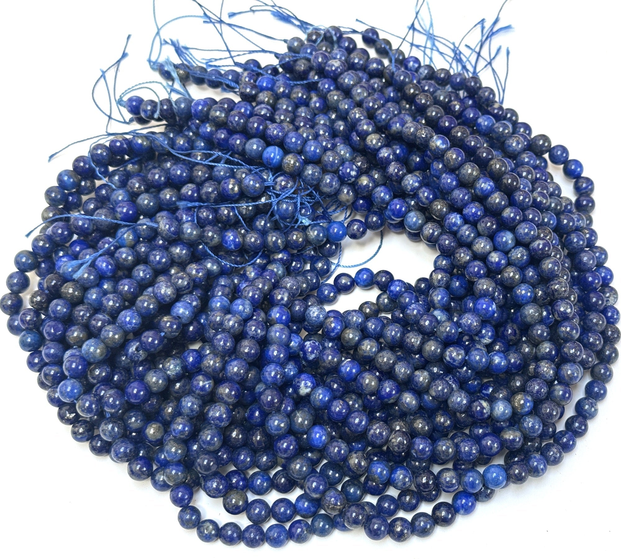 Lapis Lazuli 6mm round natural gemstone beads 15" strand - Oz Beads 