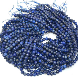 Lapis Lazuli 6mm round natural gemstone beads 15" strand - Oz Beads 