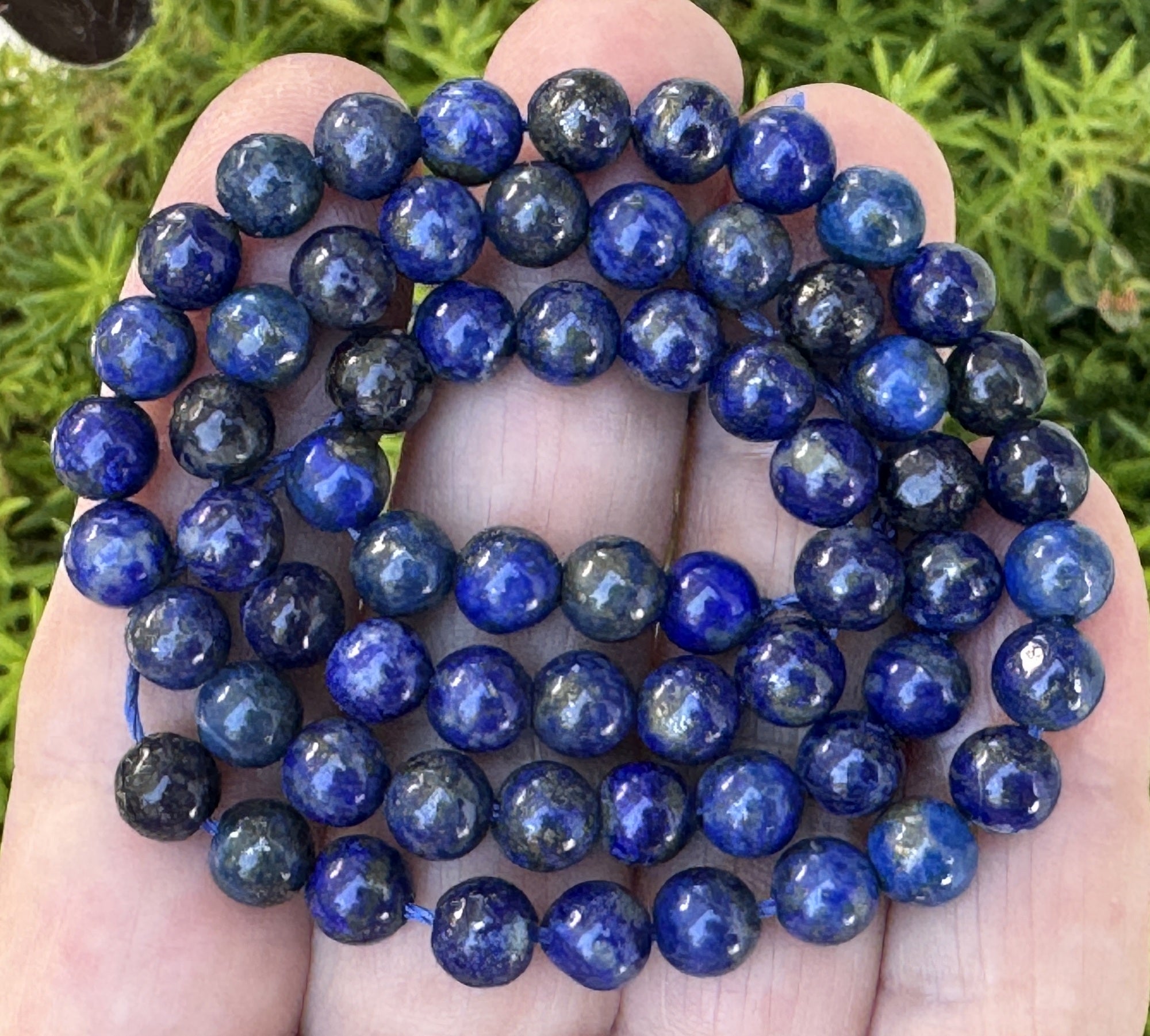 Lapis Lazuli 6mm round natural gemstone beads 15" strand - Oz Beads 