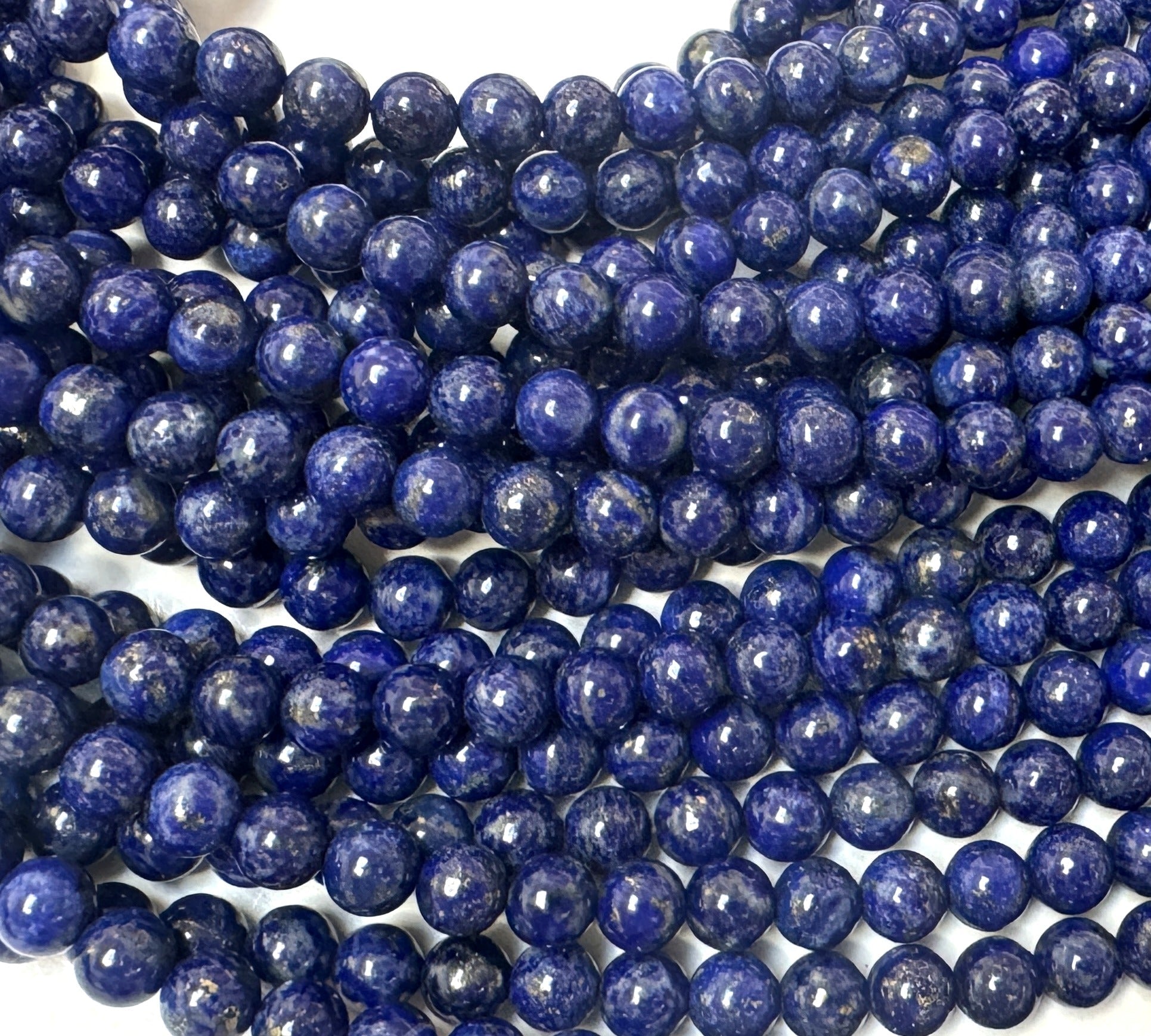 Lapis Lazuli 6mm round natural gemstone beads 39cm strand - Oz Beads