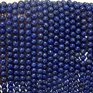 Lapis Lazuli 6mm round natural gemstone beads 39cm strand - Oz Beads