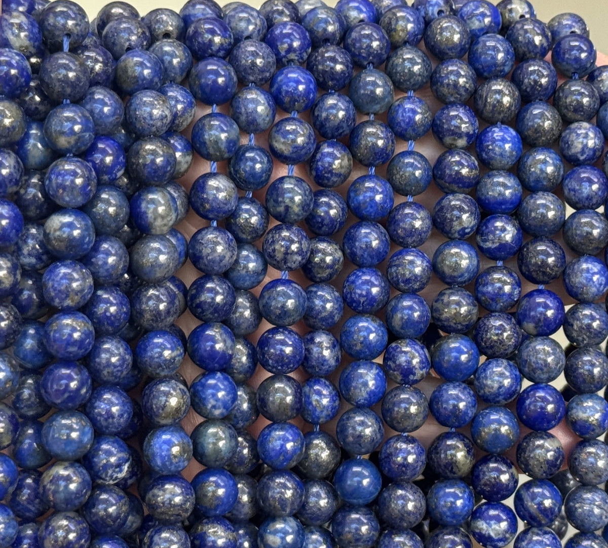 Lapis Lazuli 8mm round natural gemstone beads 15" strand - Oz Beads 