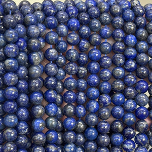 Lapis Lazuli 8mm round natural gemstone beads 15" strand - Oz Beads 