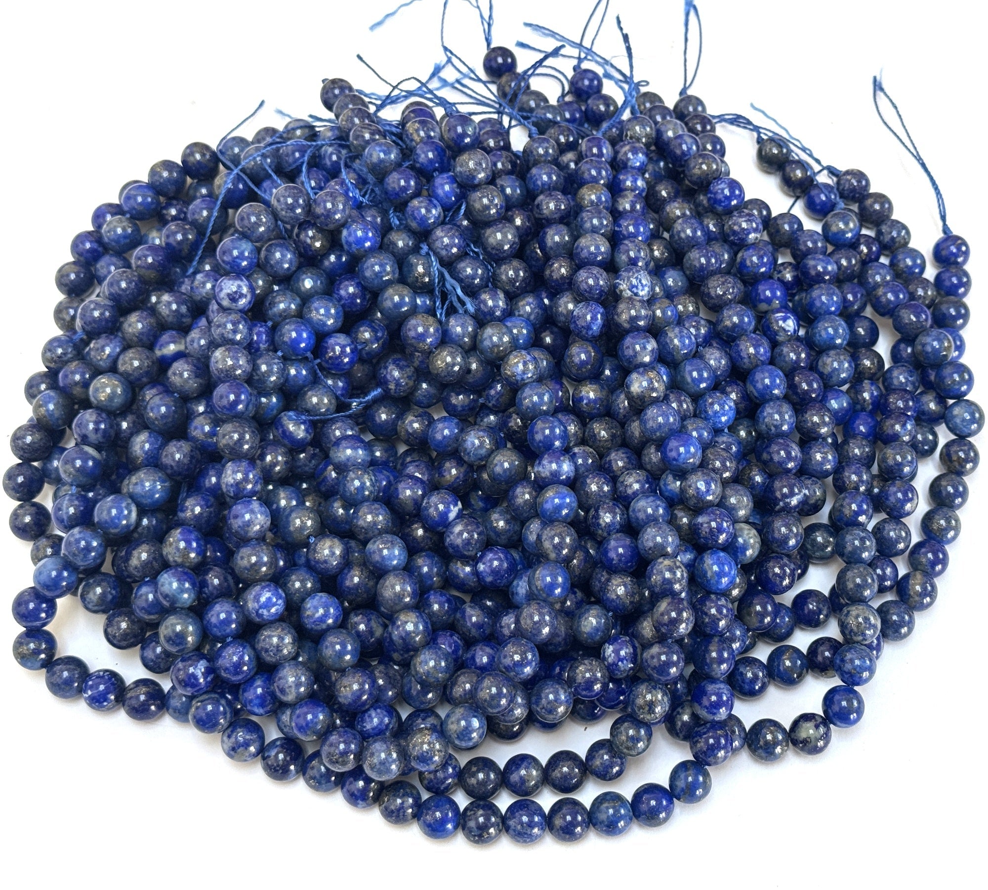 Lapis Lazuli 8mm round natural gemstone beads 15" strand - Oz Beads 