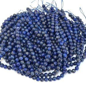 Lapis Lazuli 8mm round natural gemstone beads 15" strand - Oz Beads 
