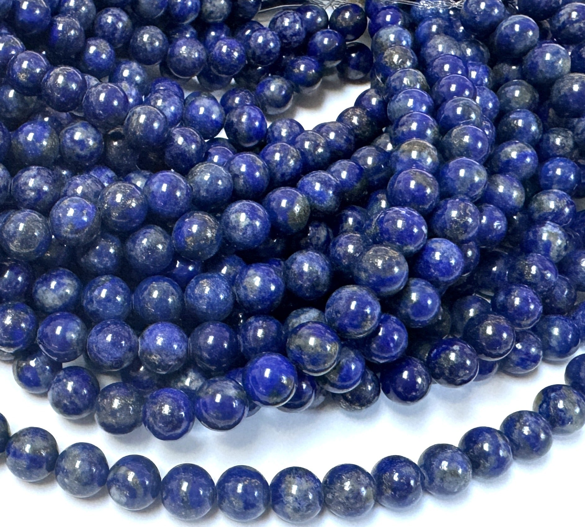 Lapis Lazuli 8mm round natural gemstone beads 39cm strand - Oz Beads