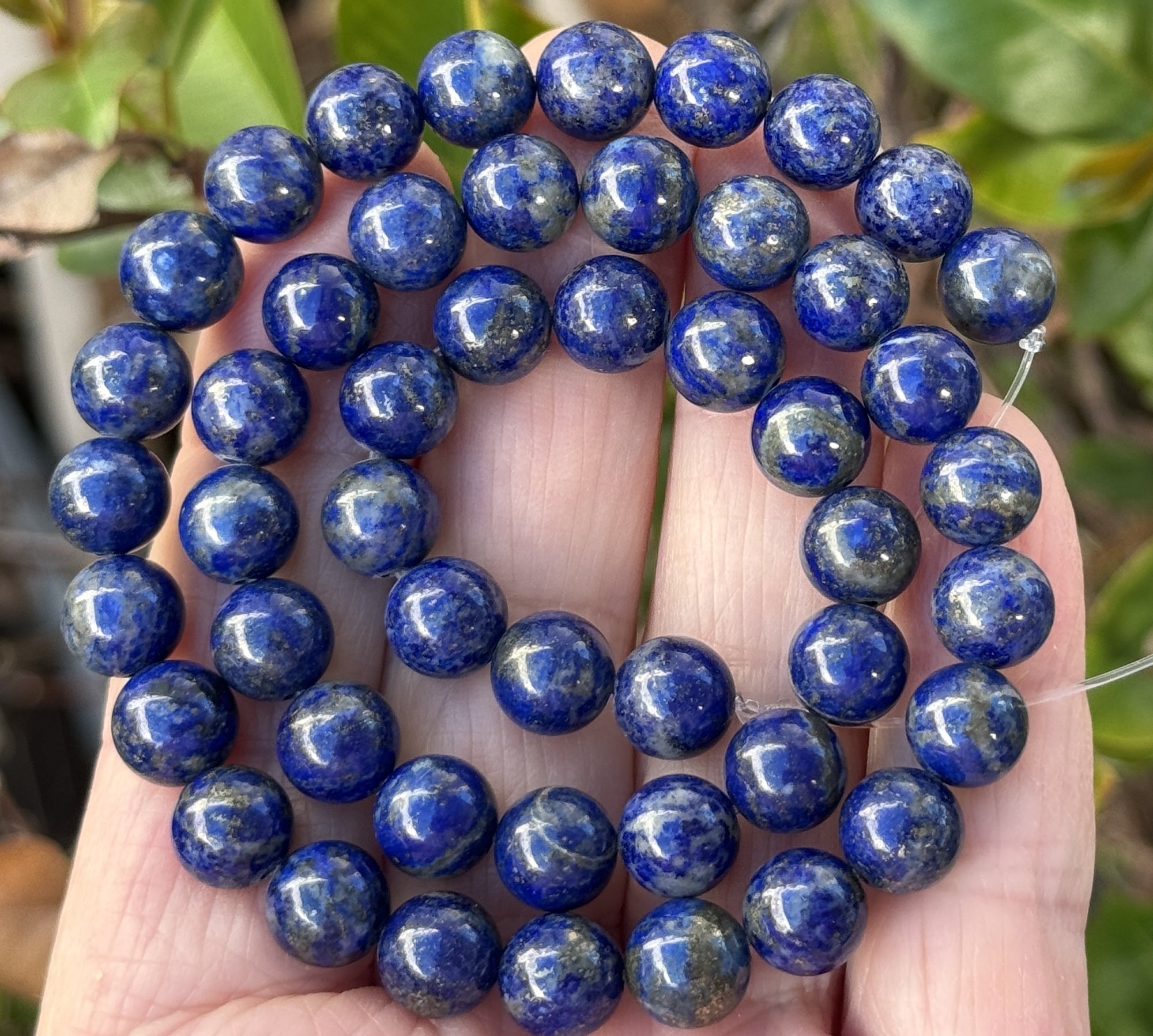 Lapis Lazuli 8mm round natural gemstone beads 39cm strand - Oz Beads