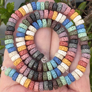 Lava Mix Color 3x6mm Coin Shaped Volcanic Diffuser Beads 40cm Strand - Oz Beads 