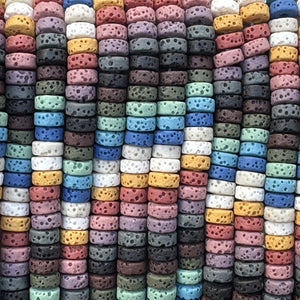 Lava Mix Color 3x6mm Coin Shaped Volcanic Diffuser Beads 40cm Strand - Oz Beads 