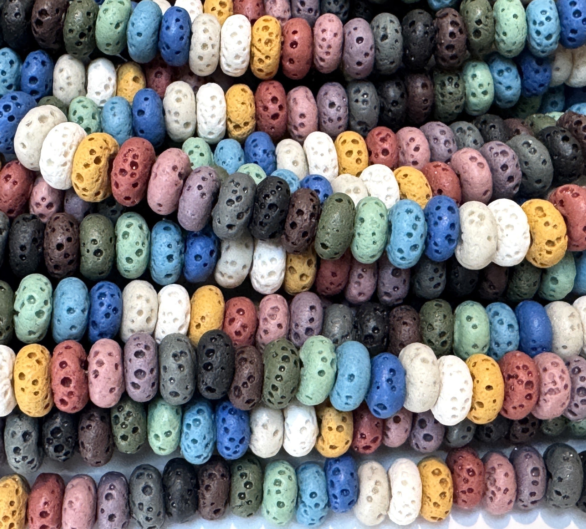Lava Mix Color 3x6mm Rondelle Volcanic Diffuser Beads 40cm Strand - Oz Beads 