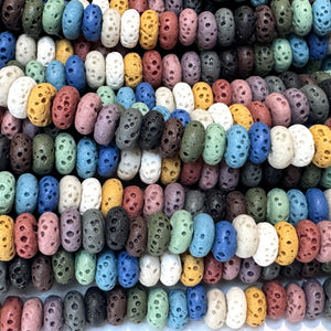 Lava Mix Color 3x6mm Rondelle Volcanic Diffuser Beads 40cm Strand - Oz Beads 