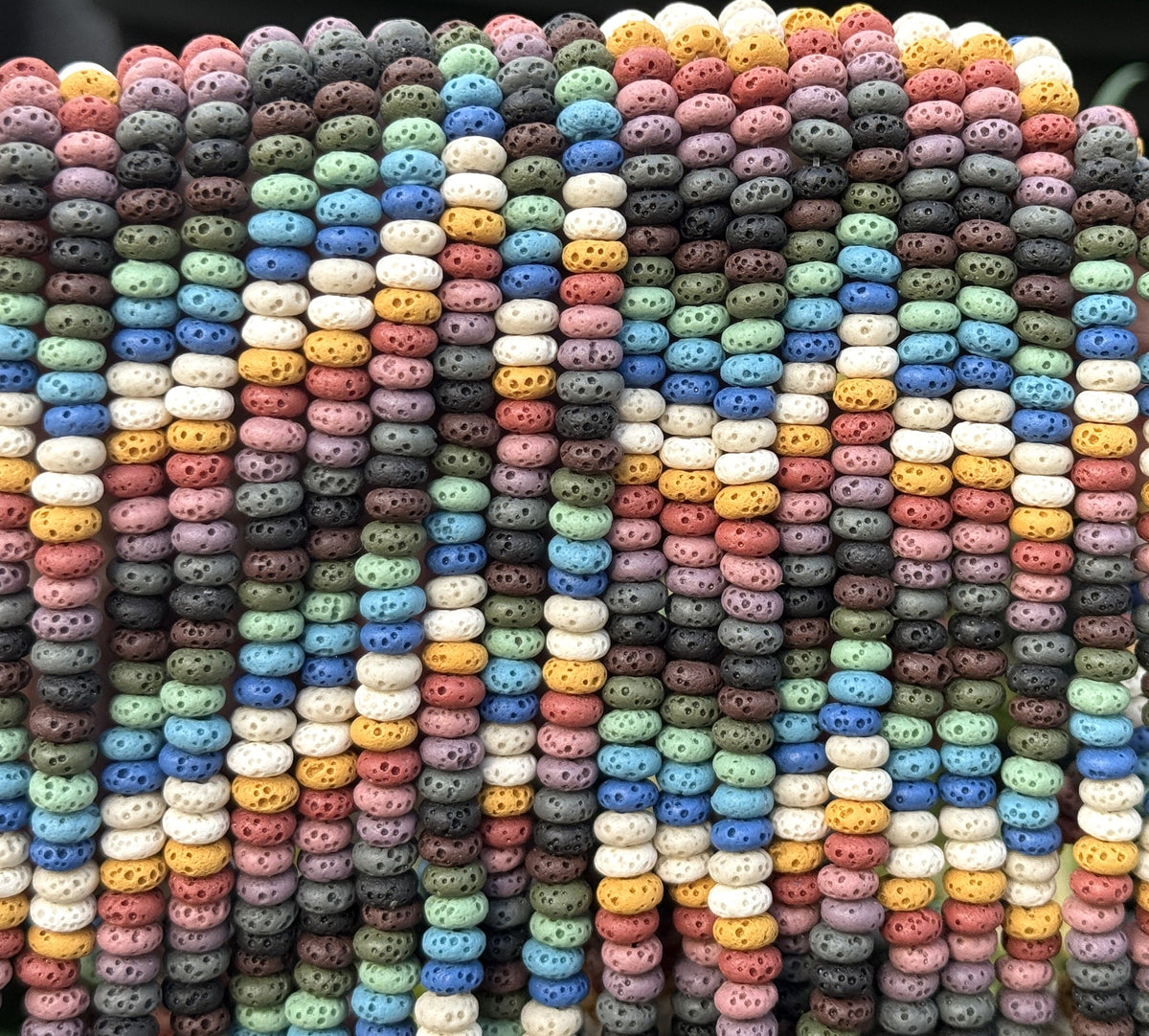 Lava Mix Color 3x6mm Rondelle Volcanic Diffuser Beads 40cm Strand - Oz Beads 