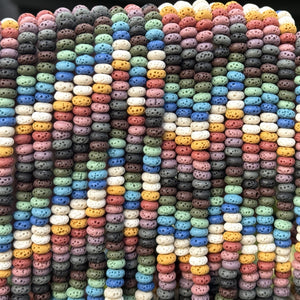 Lava Mix Color 3x6mm Rondelle Volcanic Diffuser Beads 40cm Strand - Oz Beads 