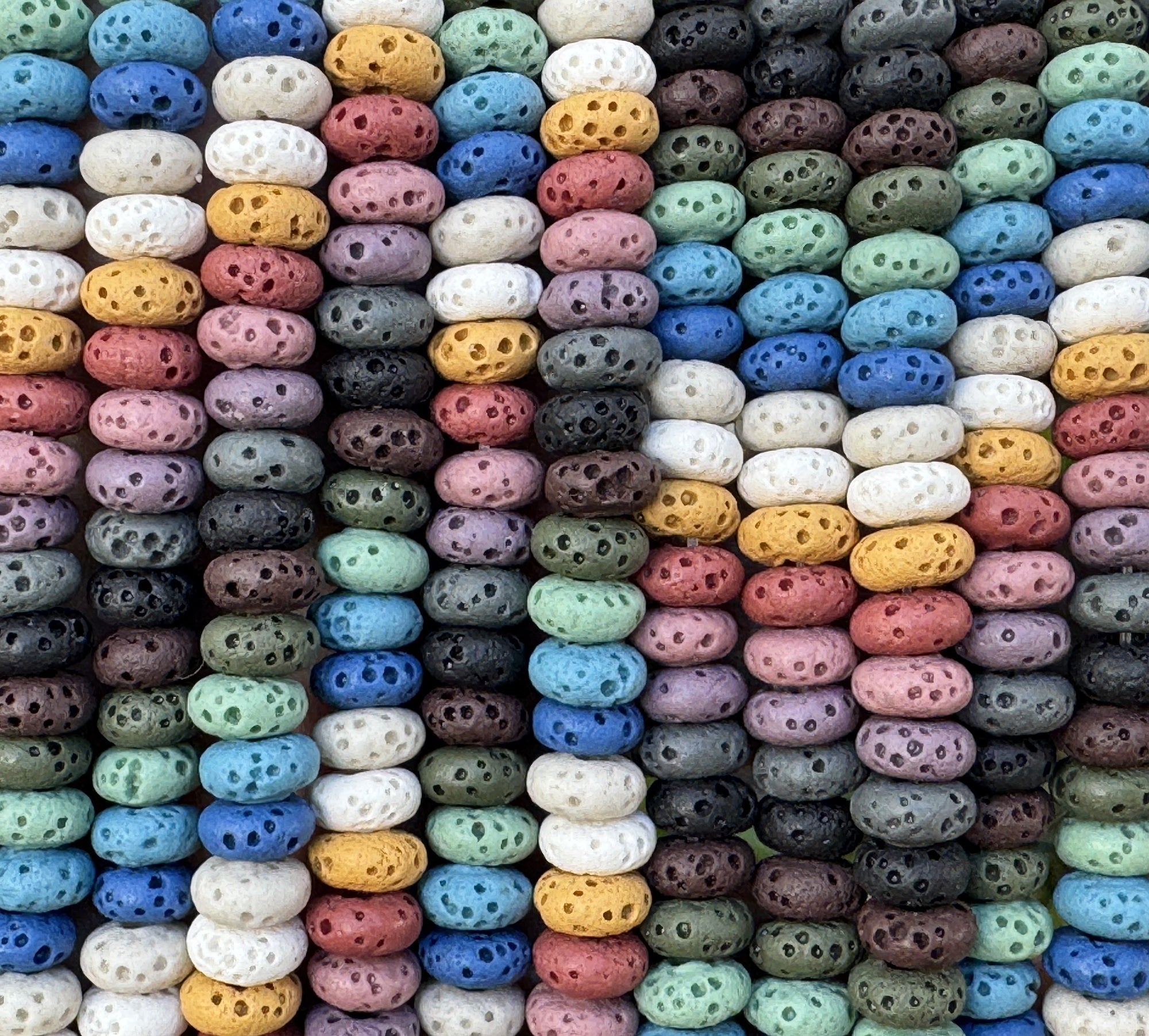 Lava Mix Color 3x6mm Rondelle Volcanic Diffuser Beads 40cm Strand - Oz Beads 