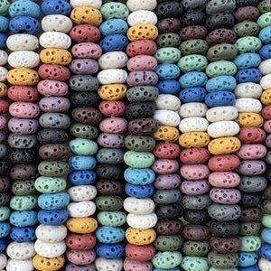 Lava Mix Color 3x6mm Rondelle Volcanic Diffuser Beads 40cm Strand - Oz Beads 