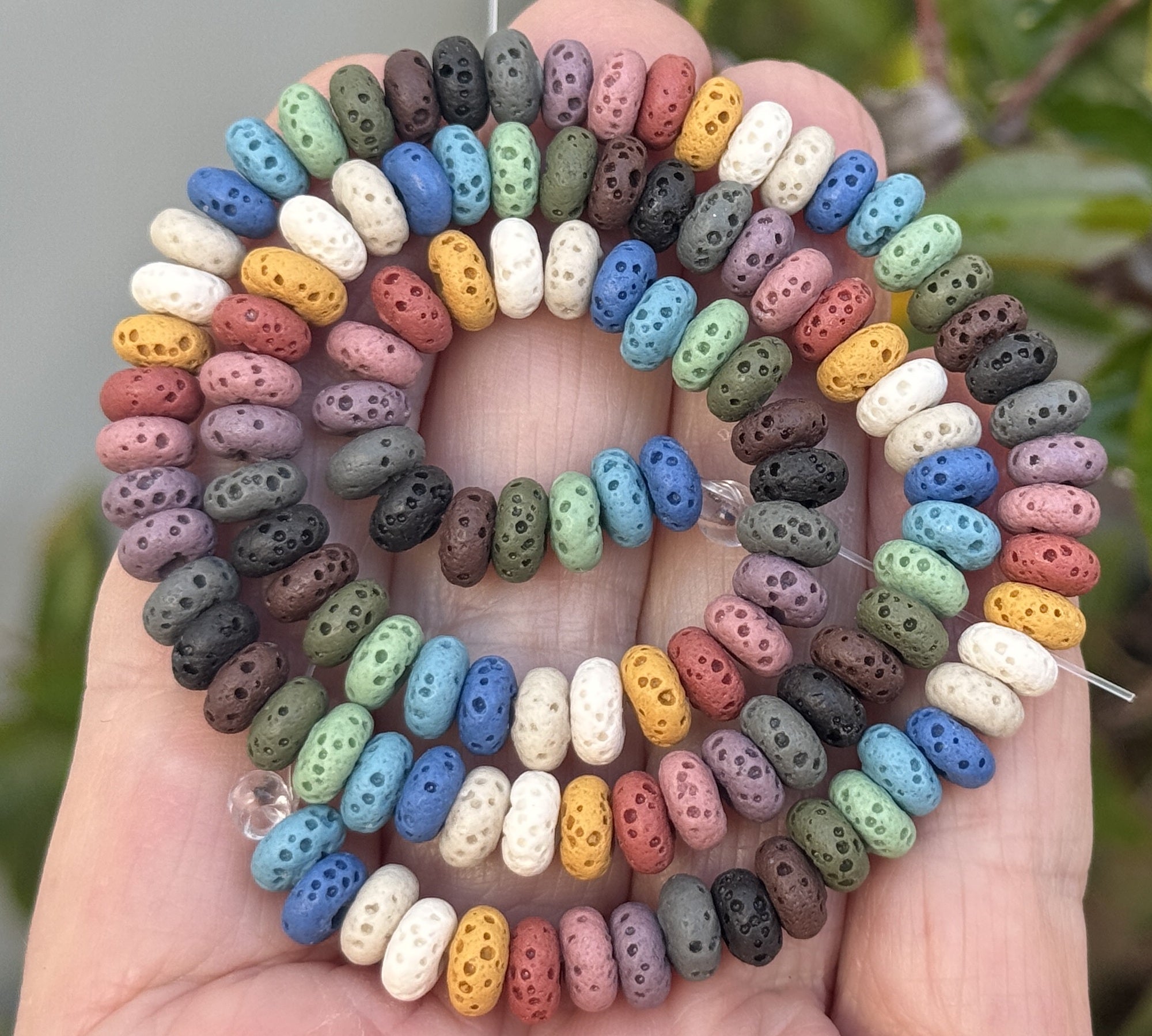 Lava Mix Color 3x6mm Rondelle Volcanic Diffuser Beads 40cm Strand - Oz Beads 