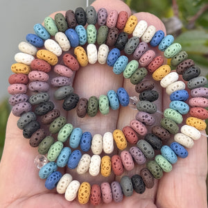 Lava Mix Color 3x6mm Rondelle Volcanic Diffuser Beads 40cm Strand - Oz Beads 