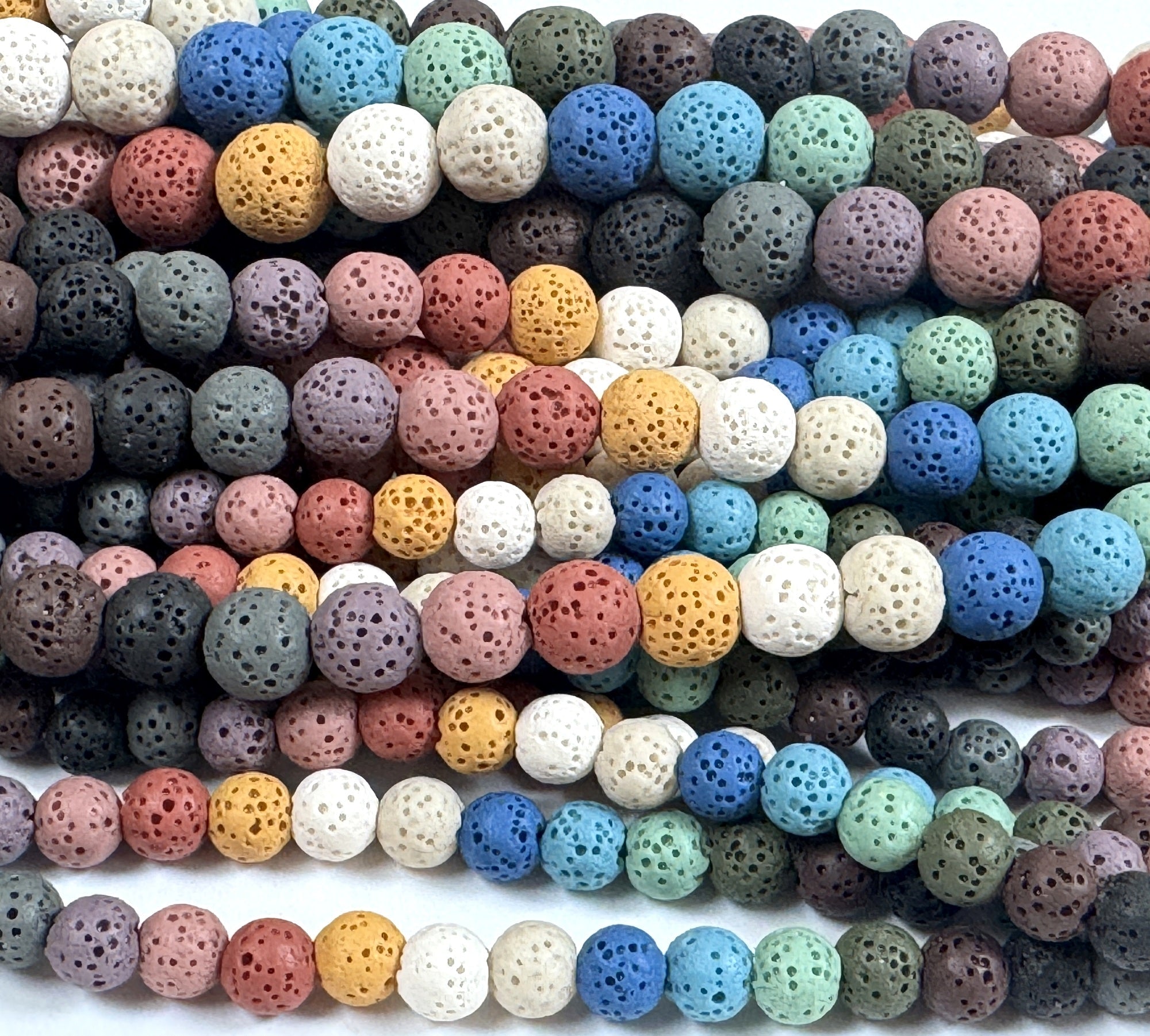 Lava Mix Color 6mm 8mm 10mm Round Volcanic Diffuser Beads 39cm Strand - Oz Beads 