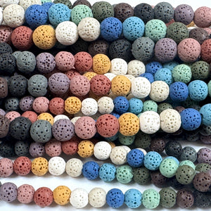 Lava Mix Color 6mm 8mm 10mm Round Volcanic Diffuser Beads 39cm Strand - Oz Beads 