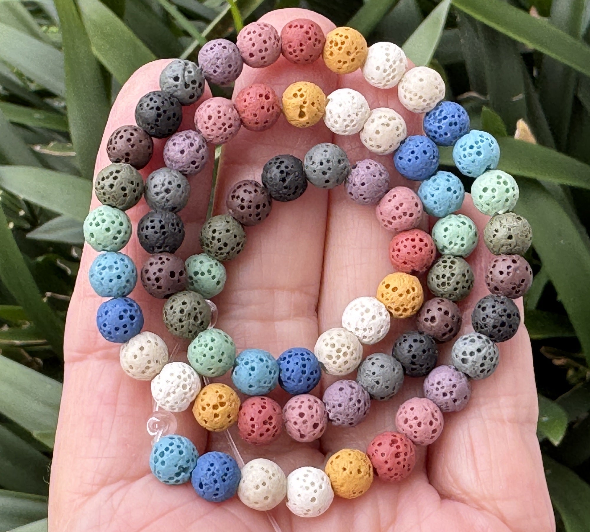 Lava Mix Color 6mm 8mm 10mm Round Volcanic Diffuser Beads 39cm Strand - Oz Beads 