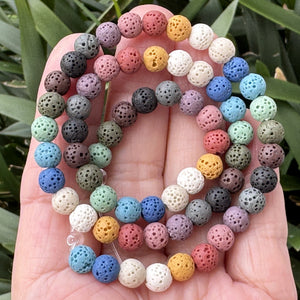 Lava Mix Color 6mm 8mm 10mm Round Volcanic Diffuser Beads 39cm Strand - Oz Beads 