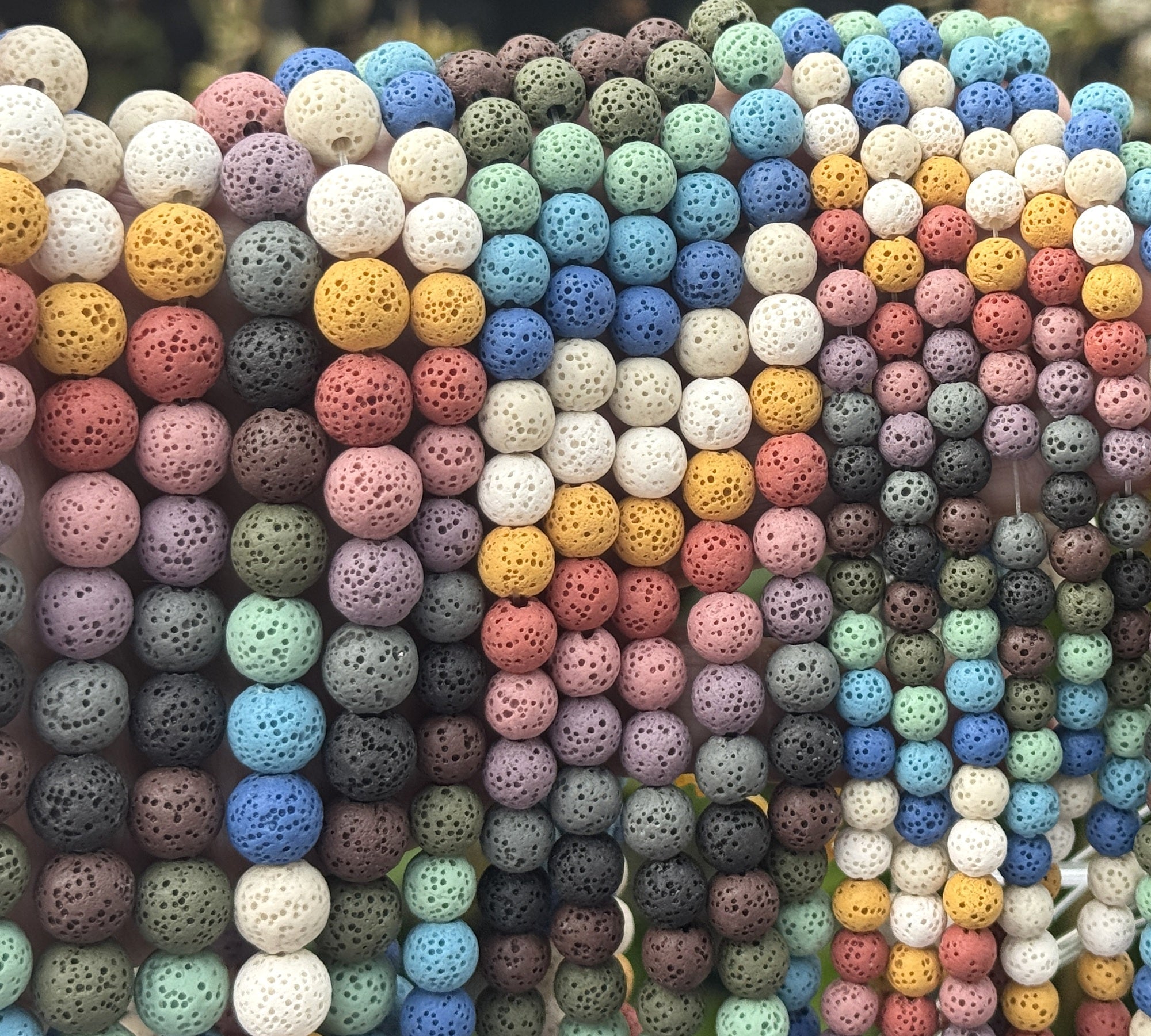 Lava Mix Color 6mm 8mm 10mm Round Volcanic Diffuser Beads 39cm Strand - Oz Beads 