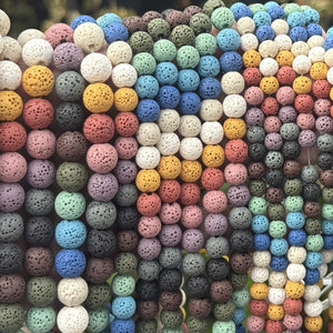 Lava Mix Color 6mm 8mm 10mm Round Volcanic Diffuser Beads 39cm Strand - Oz Beads 