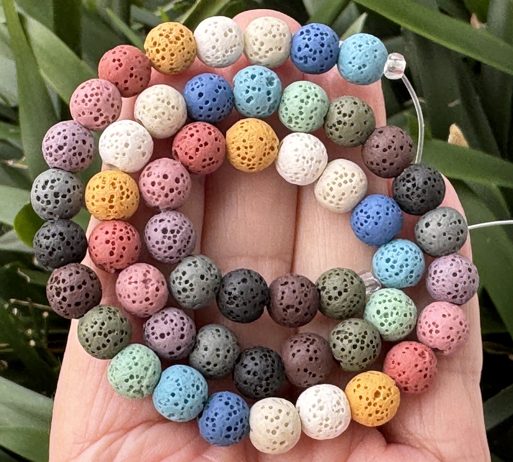Lava Mix Color 6mm 8mm 10mm Round Volcanic Diffuser Beads 39cm Strand - Oz Beads 