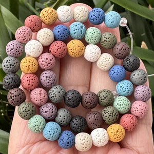 Lava Mix Color 6mm 8mm 10mm Round Volcanic Diffuser Beads 39cm Strand - Oz Beads 