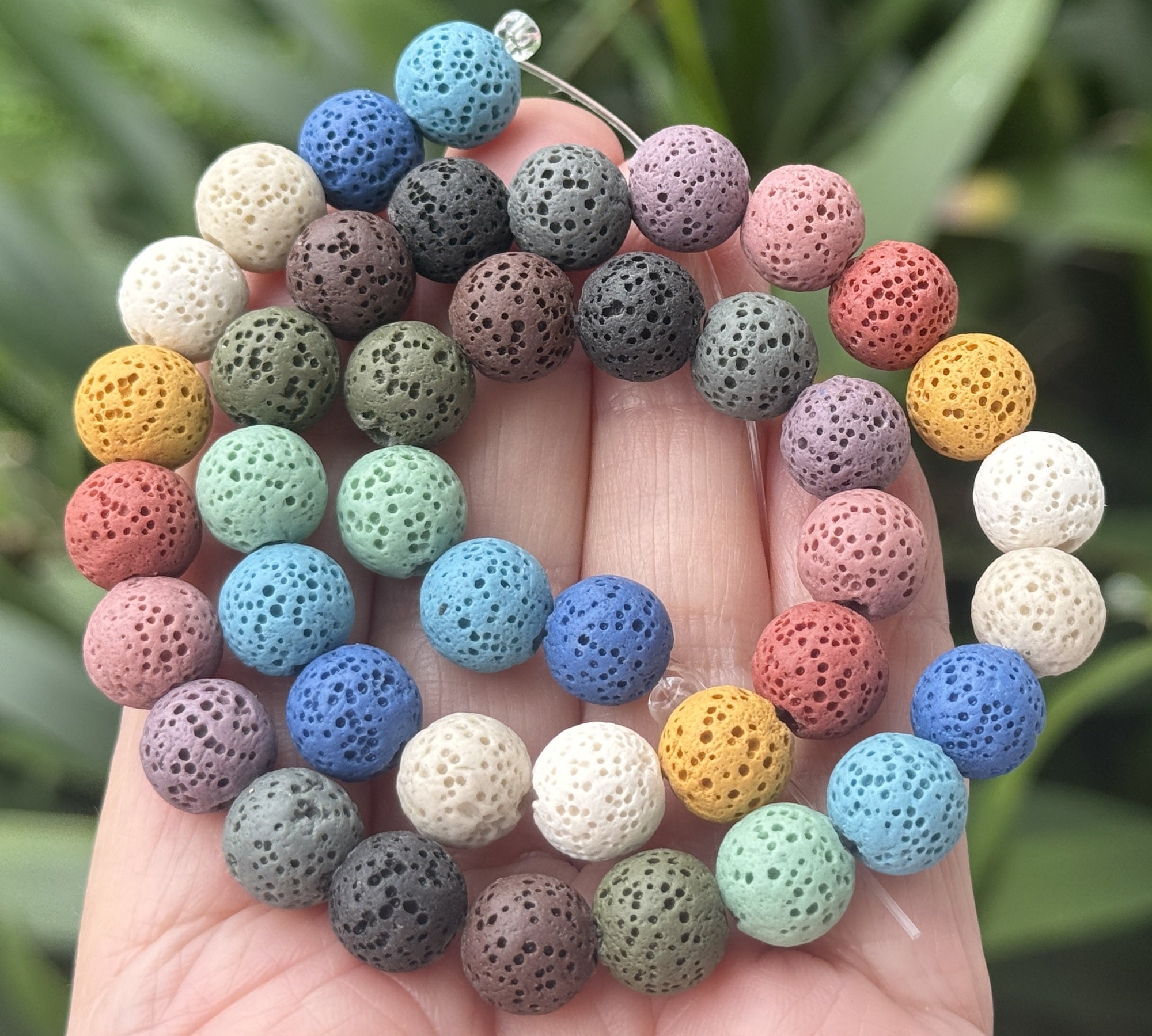 Lava Mix Color 6mm 8mm 10mm Round Volcanic Diffuser Beads 39cm Strand - Oz Beads 