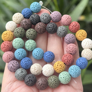 Lava Mix Color 6mm 8mm 10mm Round Volcanic Diffuser Beads 39cm Strand - Oz Beads 