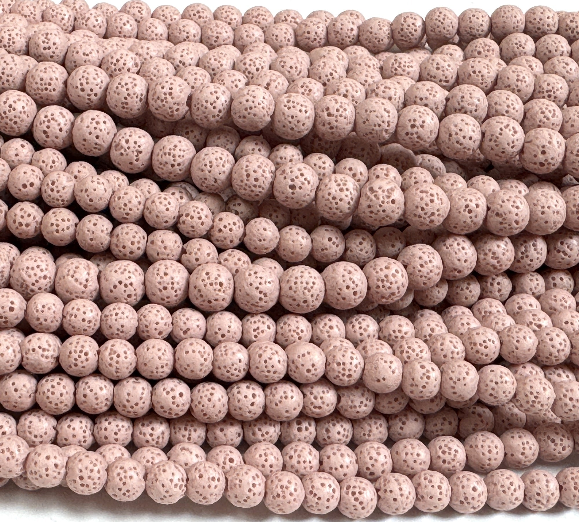 Lava Pink 6mm 8mm Round Volcanic Diffuser Beads 39cm Strand - Oz Beads 