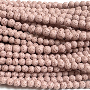 Lava Pink 6mm 8mm Round Volcanic Diffuser Beads 39cm Strand - Oz Beads 