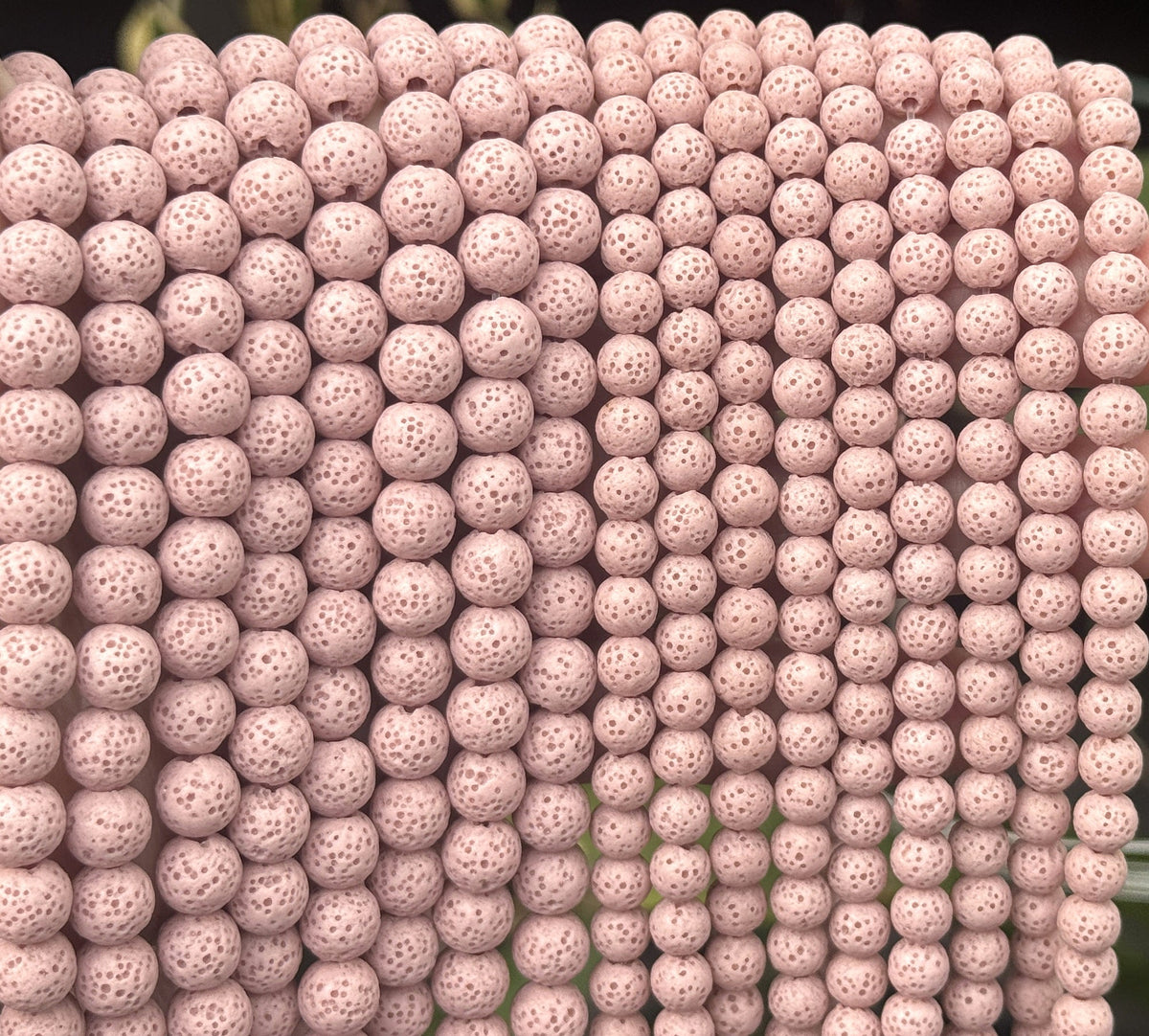 Lava Pink 6mm 8mm Round Volcanic Diffuser Beads 39cm Strand - Oz Beads 