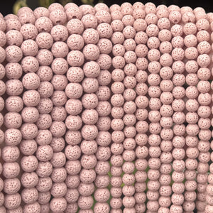 Lava Pink 6mm 8mm Round Volcanic Diffuser Beads 39cm Strand - Oz Beads 