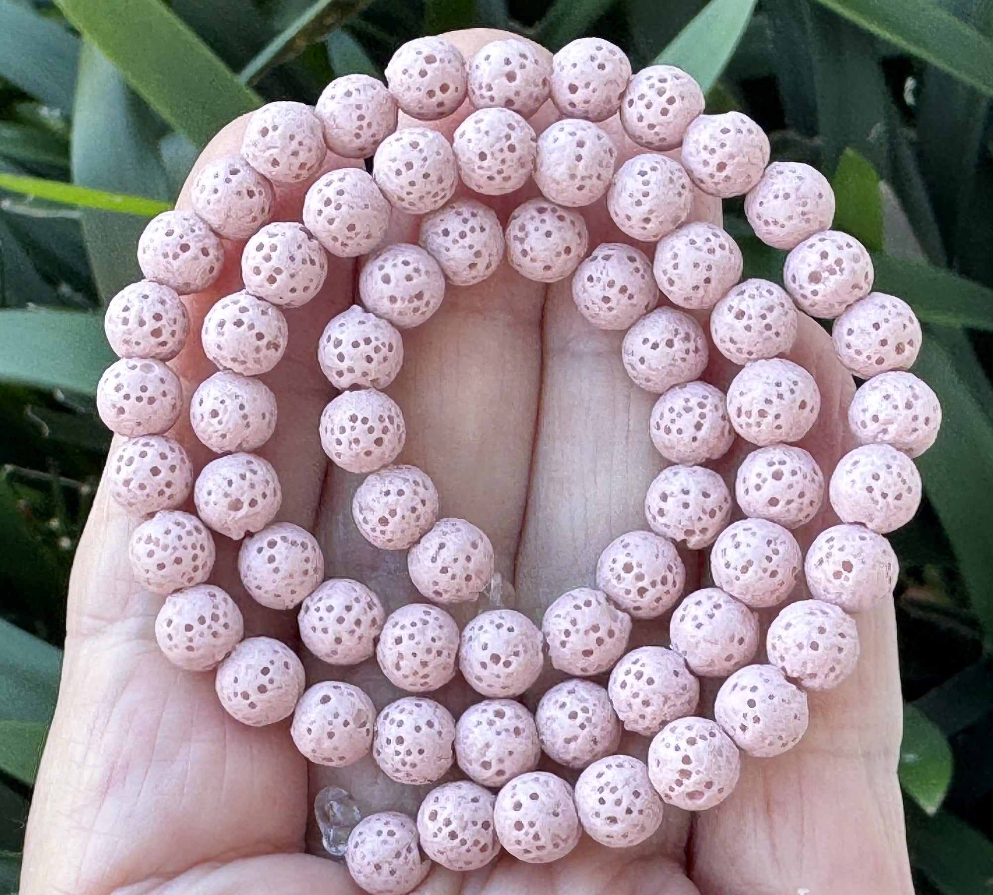 Lava Pink 6mm 8mm Round Volcanic Diffuser Beads 39cm Strand - Oz Beads 