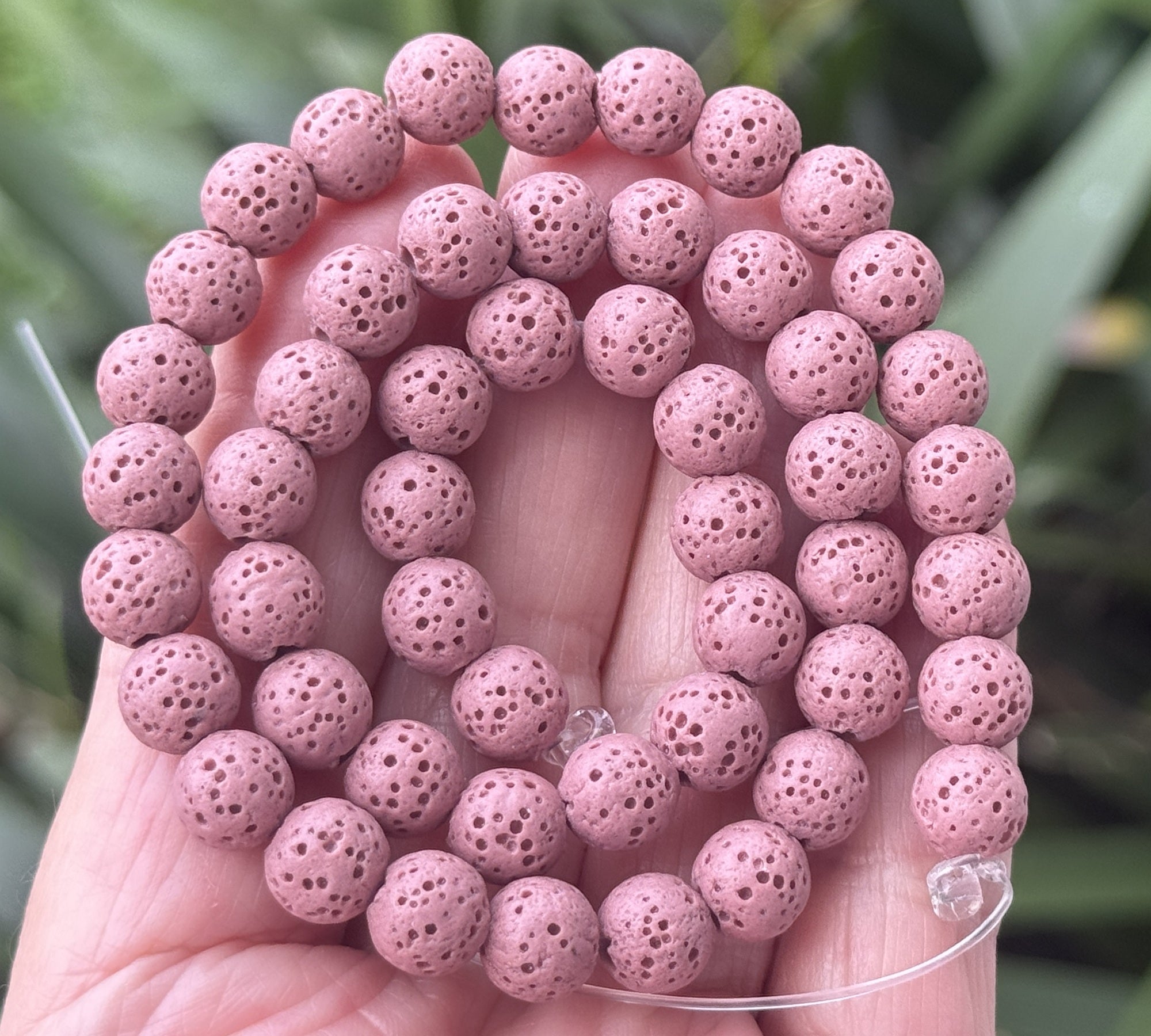 Lava Rose Pink 6mm 8mm Round Volcanic Diffuser Beads 39cm Strand - Oz Beads 