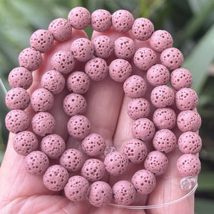Lava Rose Pink 6mm 8mm Round Volcanic Diffuser Beads 39cm Strand - Oz Beads 
